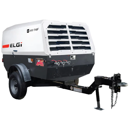 ELGi 73.6 horsepower diesel air compressor with heavy-duty build, designed for high-performance industrial and construction applications.