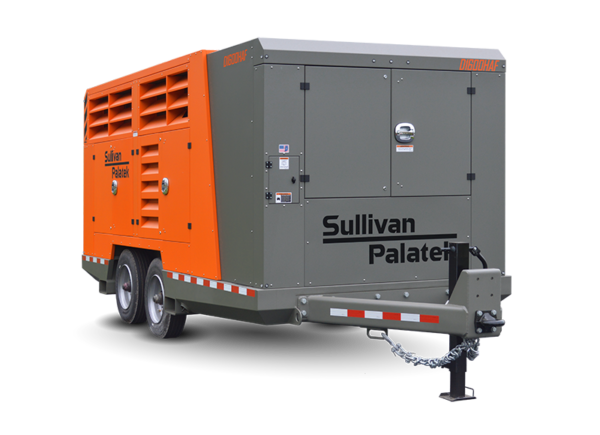 Sullivan-Palatek D1600 diesel air compressor delivering 1600 CFM for large-scale industrial and construction applications.