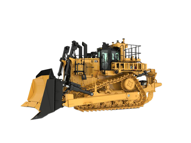 Cat® D9 Dozer with semi-universal blade, operating on rugged terrain with a clear view of the ROPS-certified cab and wide tracks