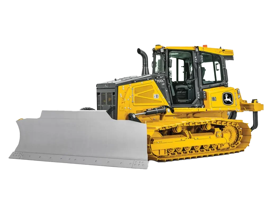 John Deere 700L XLT Dozer equipped with a PAT blade and hydrostatic drive, designed for mid-size grading and site prep operations.